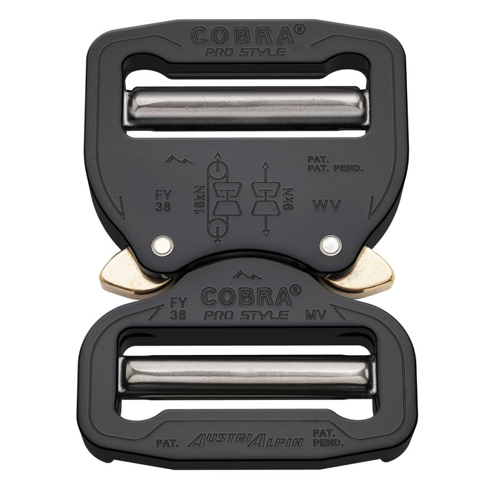AustriAlpin COBRA PRO STYLE 38mm Buckle Black Quick Release Aluminium Black - GoMilitar