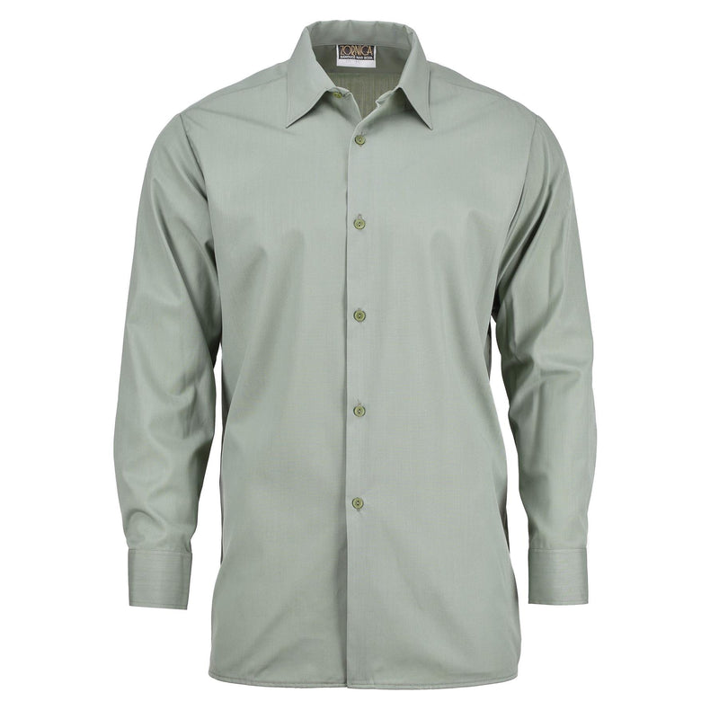 Camicia originale dell'esercito ceco di oliva manica lunga abbottona su eccedenza militare nuovo