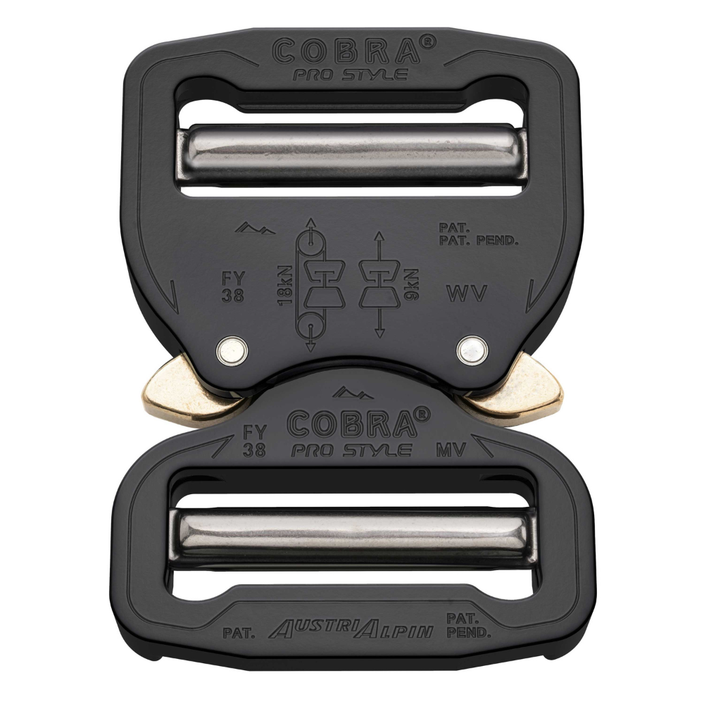 AustriAlpin COBRA PRO STYLE 38mm Fibbia Nera Sgancio Rapido Alluminio Nero