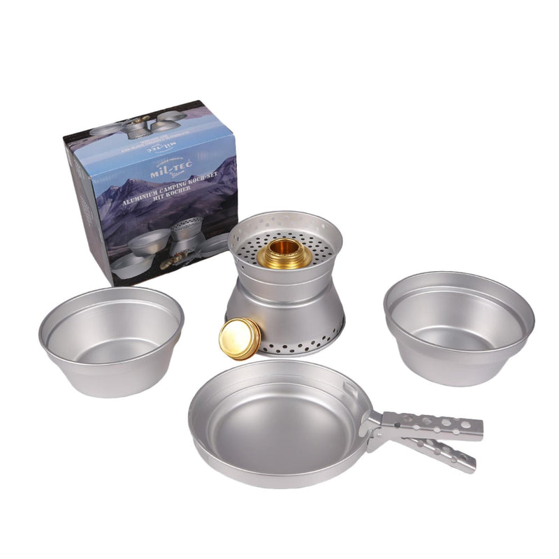 Mil-TEC Alluminio Cooking Stufo Set di pentole per escursioni Ciotola da campeggio compatto da campeggio