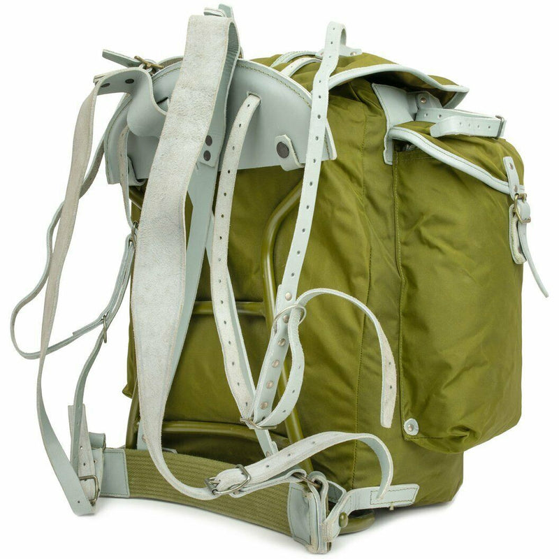 Genuino zaino militare norvegese con telaio tela tela pacchetto di zaino in pelle