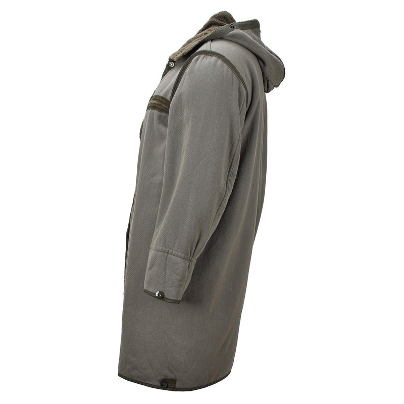 Originale militare tedesco lungo parka in finta foox fodera tenera dell'esercito con cappuccio oliva