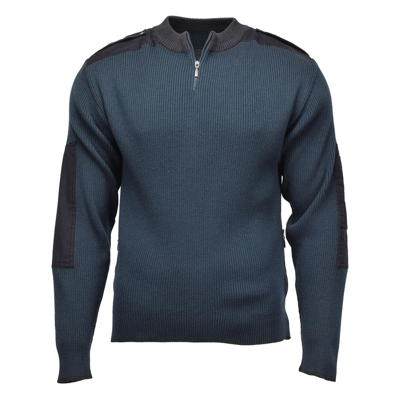 Autentico surplus militare olandese Pullover Pullover Pullover Caldo Zip Blue Sighi