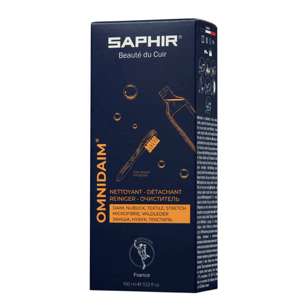 Saphir Omnidaim Detergente per scarpe in pelle scamosciata e nabuk 100 ml Pennello neutro incluso