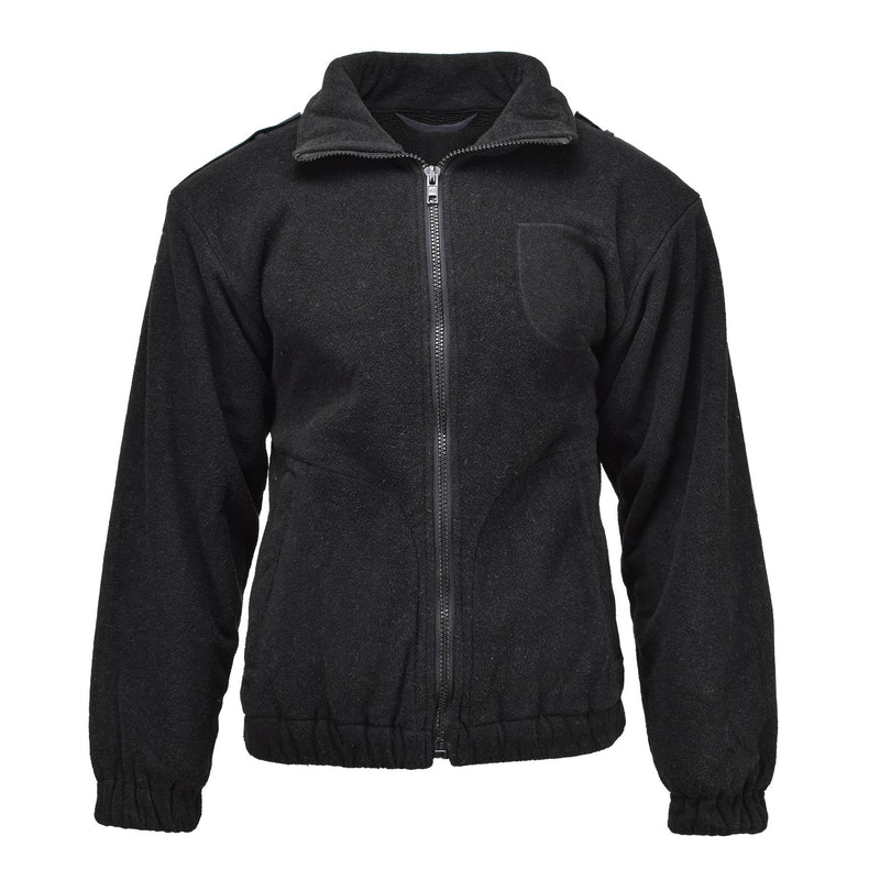 Giacca in pile di polizia militare olandese originale maglione caldo jumper inverno nero