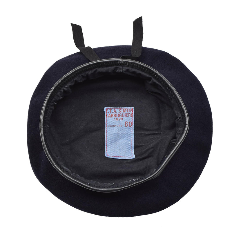 Originale French Army Dark Blue Beret Beret Beret Cap Lightweight Vintage Nuovo