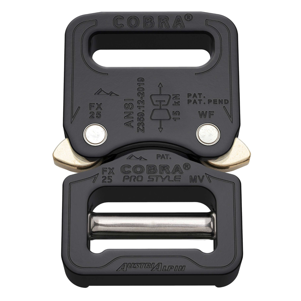 Fibbia per cintura AustriAlpin COBRA PRO STYLE 18 kN 25 mm a sgancio rapido nera