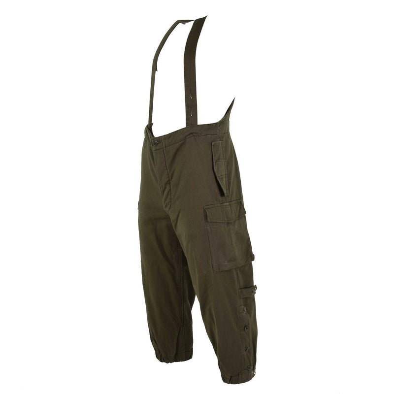 Pants di combattimento dell'esercito austriaco originale Bibs militare Oliva OD complessivo W BRACES NUOVO