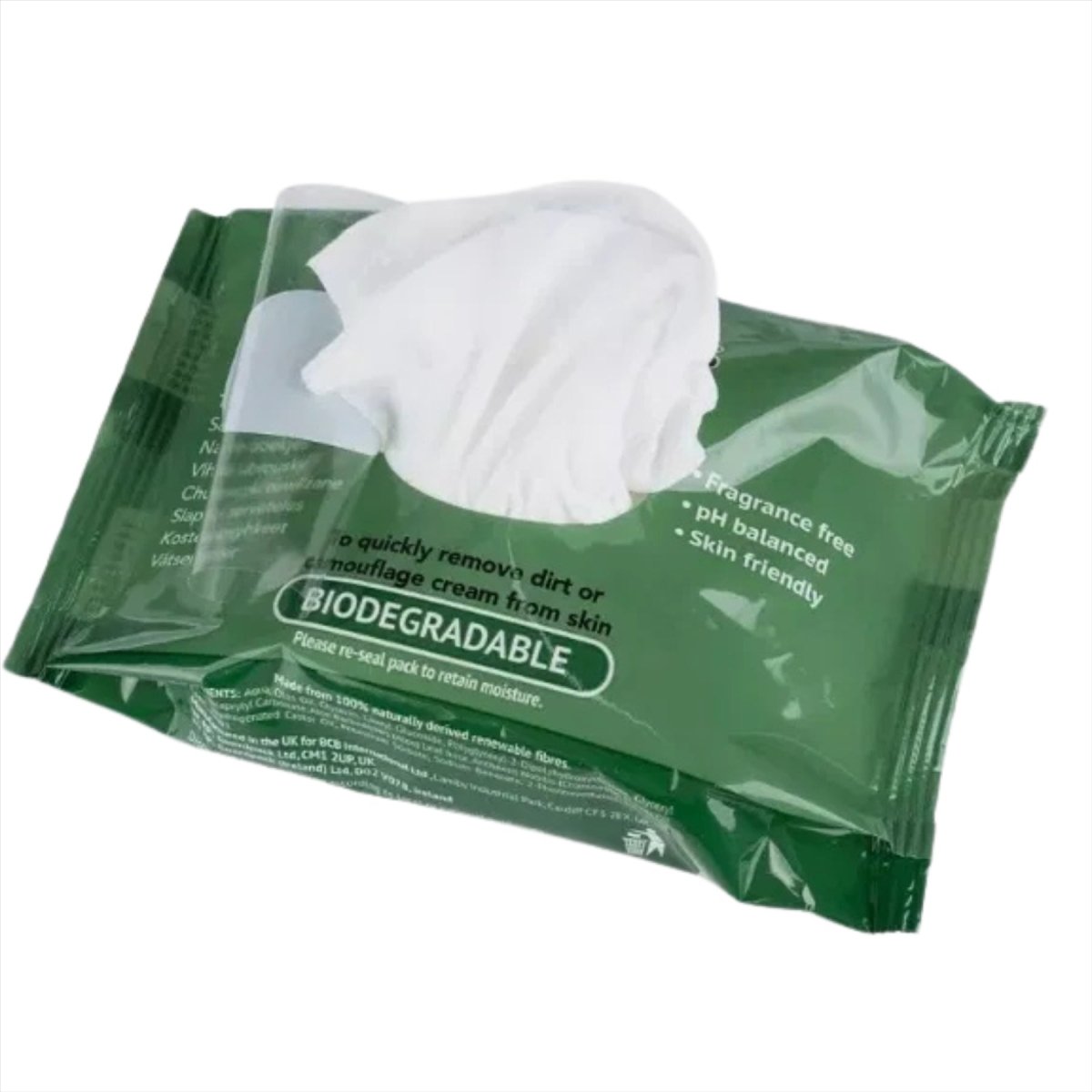 BCB Military Salviettine umidificate Confezione da 25 salviette biodegradabili per la pelle Ph bilanciato