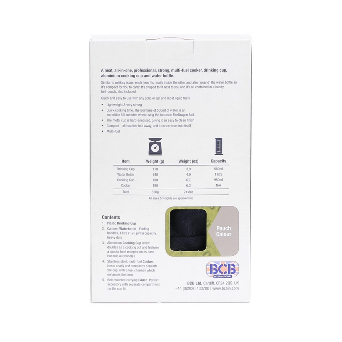 Sistema di cottura multi-combustibile BCB NATO FLASCH ALLUMINUM STUPAGGI SET CANTE BLACO