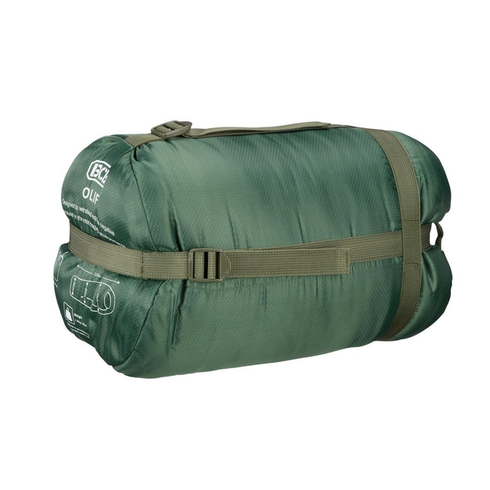 BCB compatto verde Il sacco a pelo estivo Olif 5 in sacco a compressione, resistente all'acqua e traspirante per il campeggio.