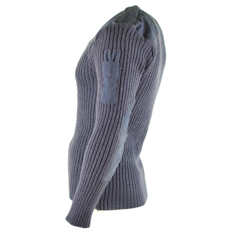 Originale British Pullover Pullover Commando Jumper Blue Grey Magia di lana V-Valona