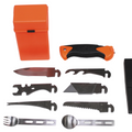 MFH Special Kit di sopravvivenza da 27 pezzi Cassetta degli attrezzi arancione da campeggio all'aperto