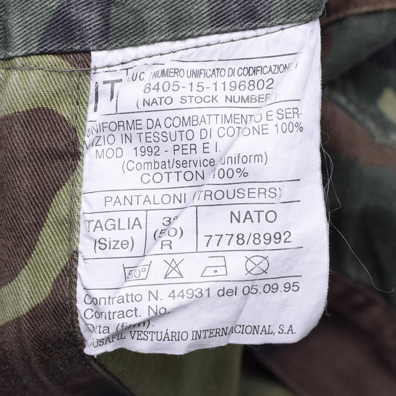 Pantaloni dell'esercito italiano autentici Combatti NATO Cotone Woodland Cimeflage Field Calcors