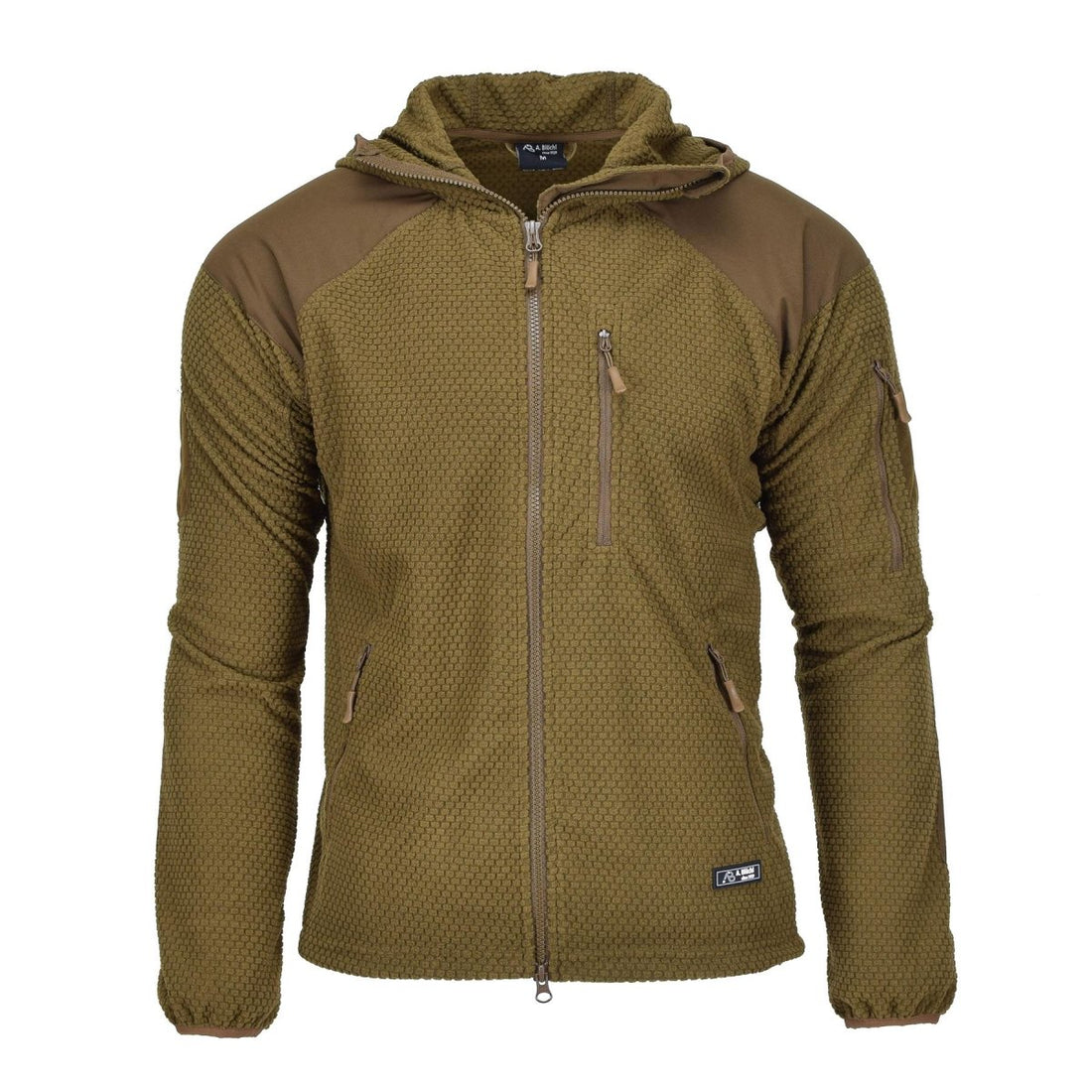 Blochl Brand Giacca stile militare con cappuccio in pile termico rinforzato coyote NUOVA