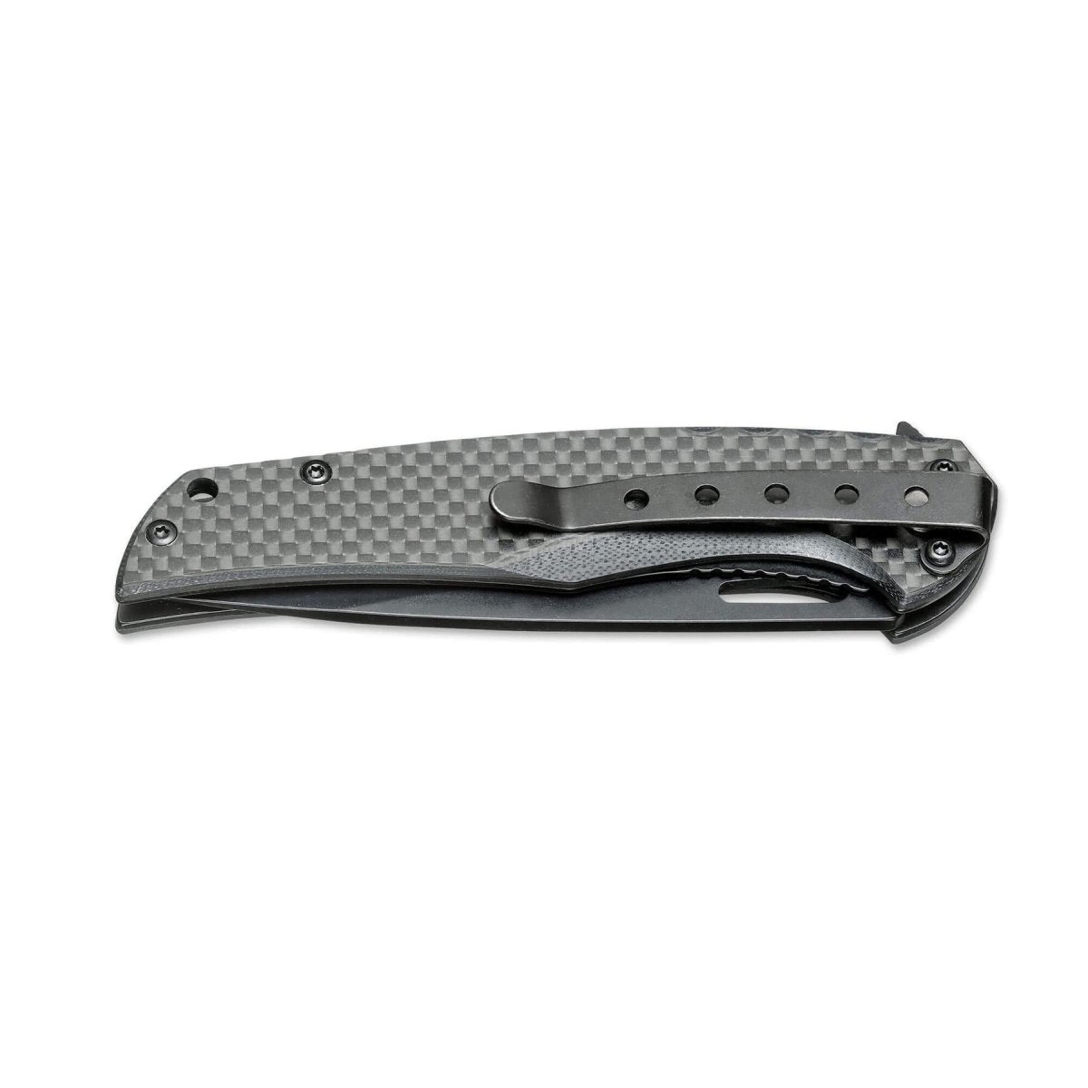 Coltello tascabile pieghevole BOKER Black Carbon manico in acciaio inox 440A in fibra di carbonio