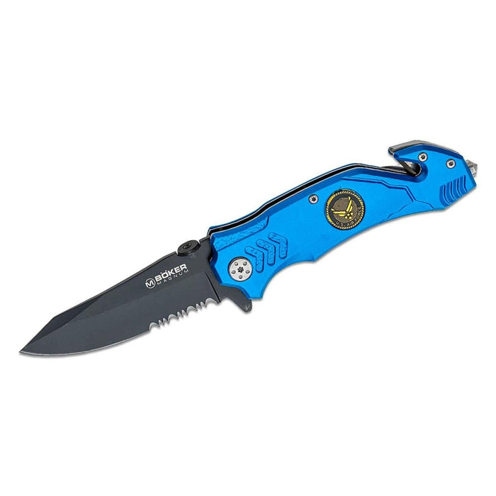 Coltello tascabile pieghevole Boker Brand Air Force Rescue manico in acciaio 440A in alluminio - GoMilitar