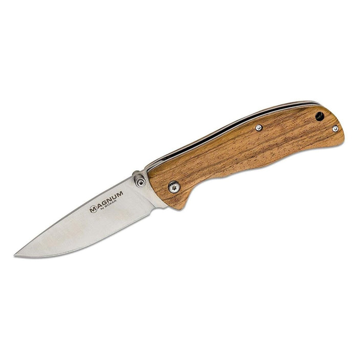 Coltello tascabile pieghevole Boker Brand Backpacker manico in legno in acciaio inossidabile non rivestito - GoMilitar