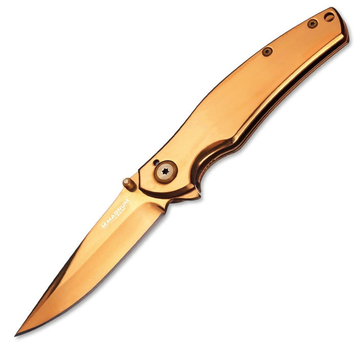 Coltello tascabile chiudibile Boker Gold finger in acciaio inox anodizzato 440A linerlock - GoMilitar