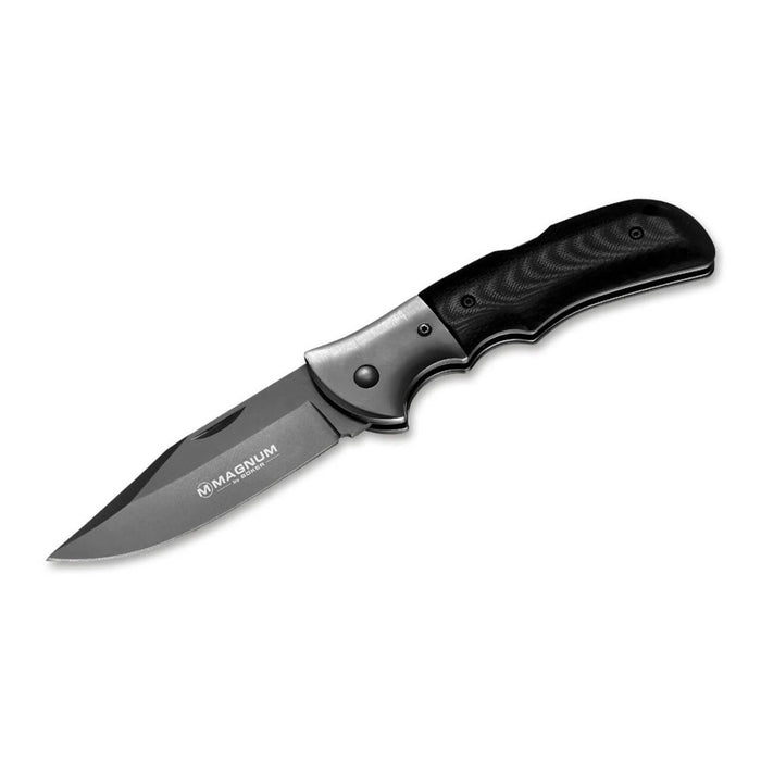 BOKER Grey Eminence Coltello tascabile pieghevole compatto manico in micarta nera acciaio 440A - GoMilitar