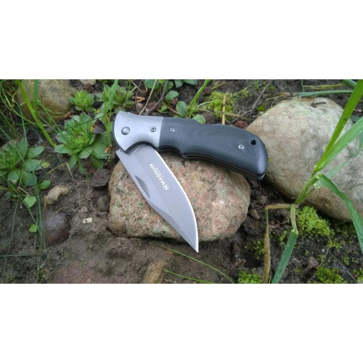 BOKER Grey Eminence Coltello tascabile pieghevole compatto manico in micarta nera acciaio 440A