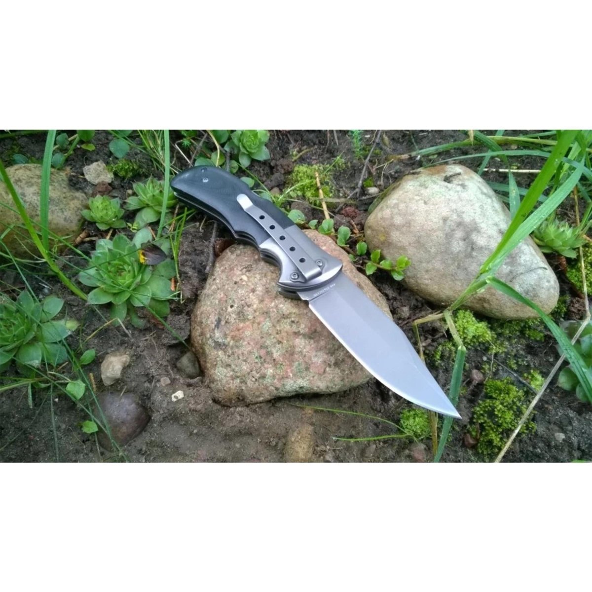 BOKER Grey Eminence Coltello tascabile pieghevole compatto manico in micarta nera acciaio 440A