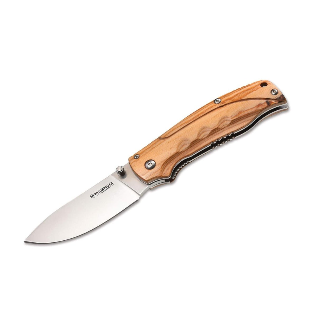 BOKER Pakka Hunter Coltello tascabile liner lock non rivestito in acciaio 440B manico in legno