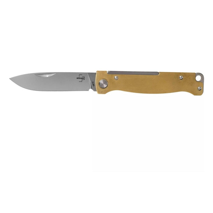 Coltello tascabile Boker Plus Atlas Slipjoint con manico in ottone Drop Point con finitura satinata - GoMilitar