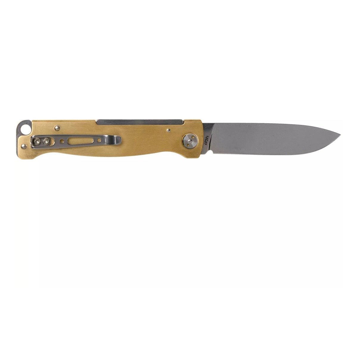 Coltello tascabile Boker Plus Atlas Slipjoint con manico in ottone Drop Point con finitura satinata