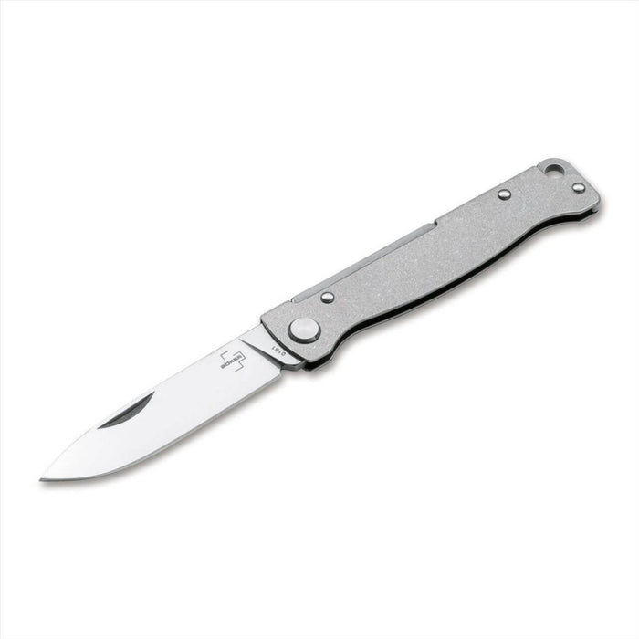 Coltello tascabile pieghevole Boker Plus Atlas SW con lama in acciaio inossidabile 12C27 e manico in acciaio inossidabile testurizzato