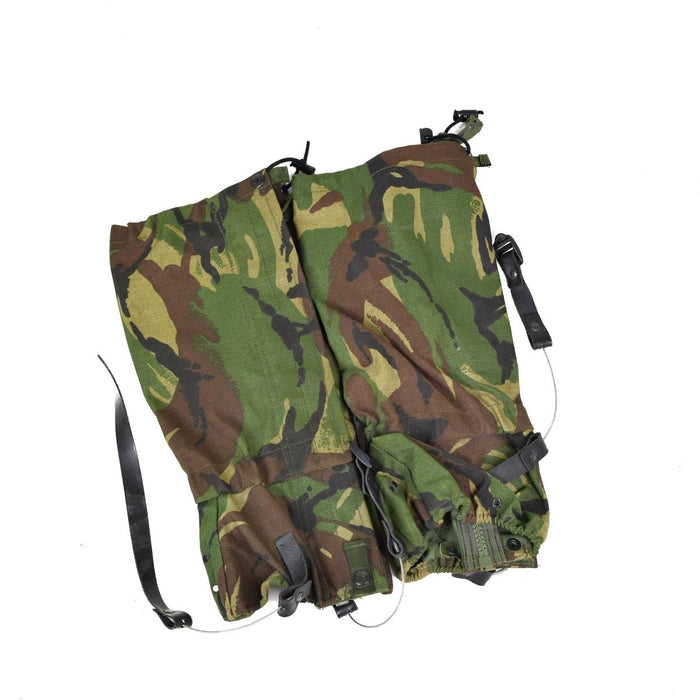 Ghette dell'esercito britannico in mimetica DPM Woodland con cinturini in filo d'acciaio e resistente protezione in tessuto Cordura