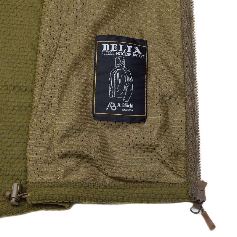 A. Giacca in stile militare Blochl Coyote rinforzato in pile termica con cappuccio nuovo