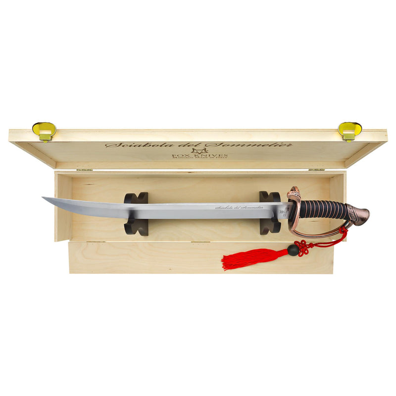 Foxknives Sommelier's Sabre Champagne Sabrage Spada Spada Visualizza in legno Case