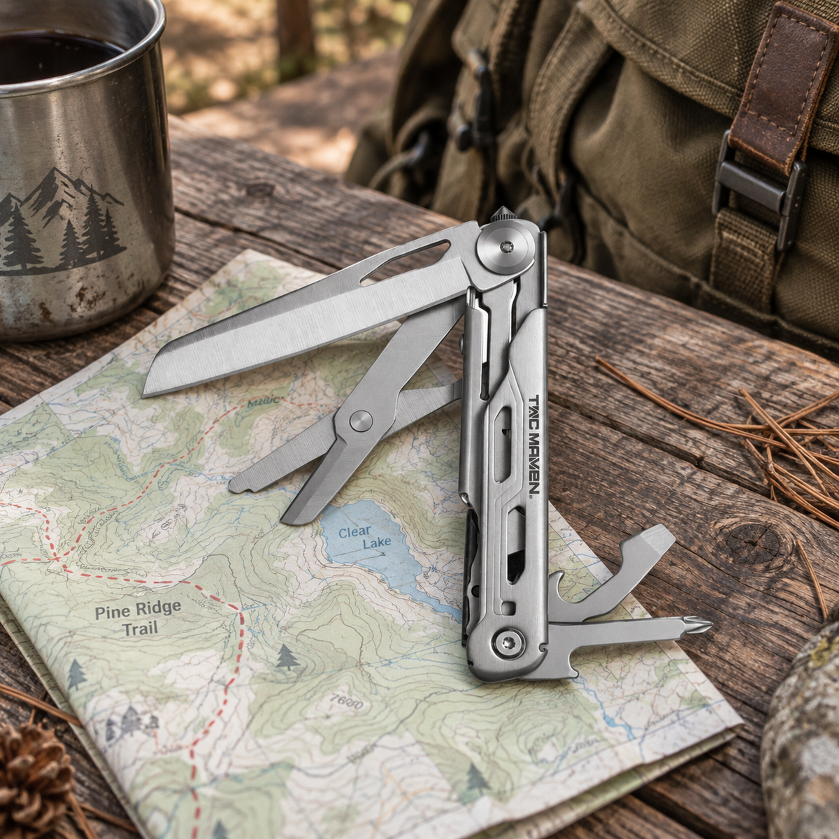 TAC MAVEN Axel Camping Multitool Strumento di utilità per esterni compatto Nero