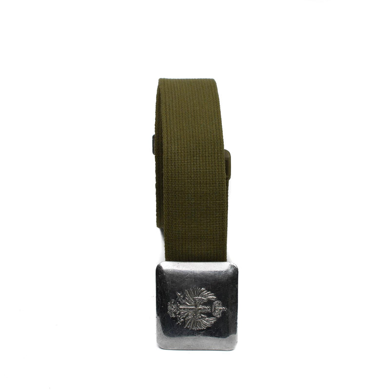 Genuina cintura dell'esercito spagnolo in tela vintage fibbia in metallo cintura formale militare