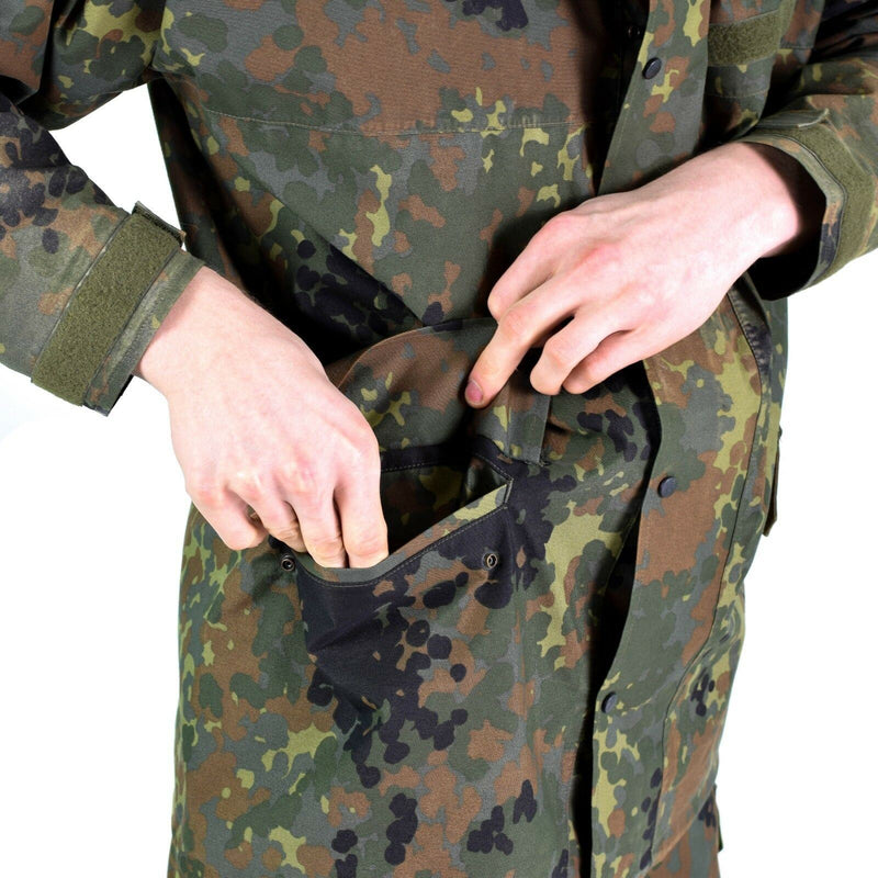 Giacca da campo dell'esercito tedesco originale Goretex Flecktarn Waterproof Rain Gear Parka