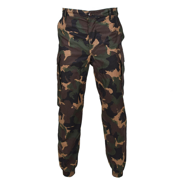Pants di campo estivo militare ungherese originale M1990 WOODLAND CAMO RIPSTOP NUOVO