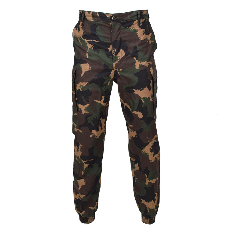 Pants di campo estivo militare ungherese originale M1990 WOODLAND CAMO RIPSTOP NUOVO