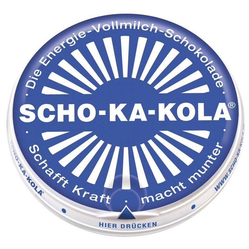 Energia tedesca cioccolato cioccolato scho-ka-kola latte intero 100 g di latta lattina blu