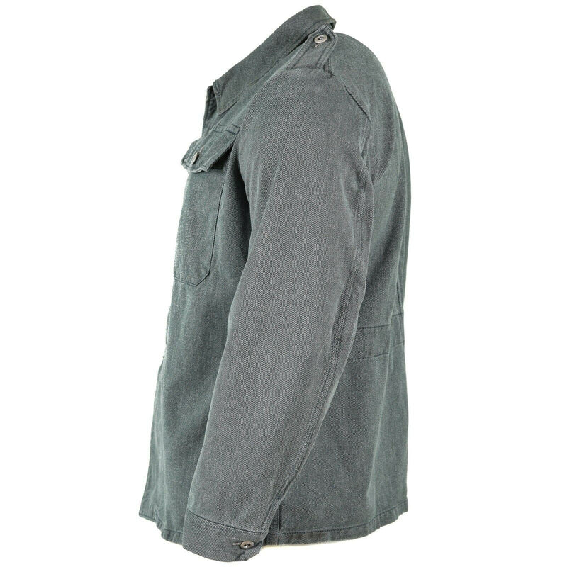 Giacca da lavoro d'esercito svizzero genuino giacca militare in denim grigio surplus vintage
