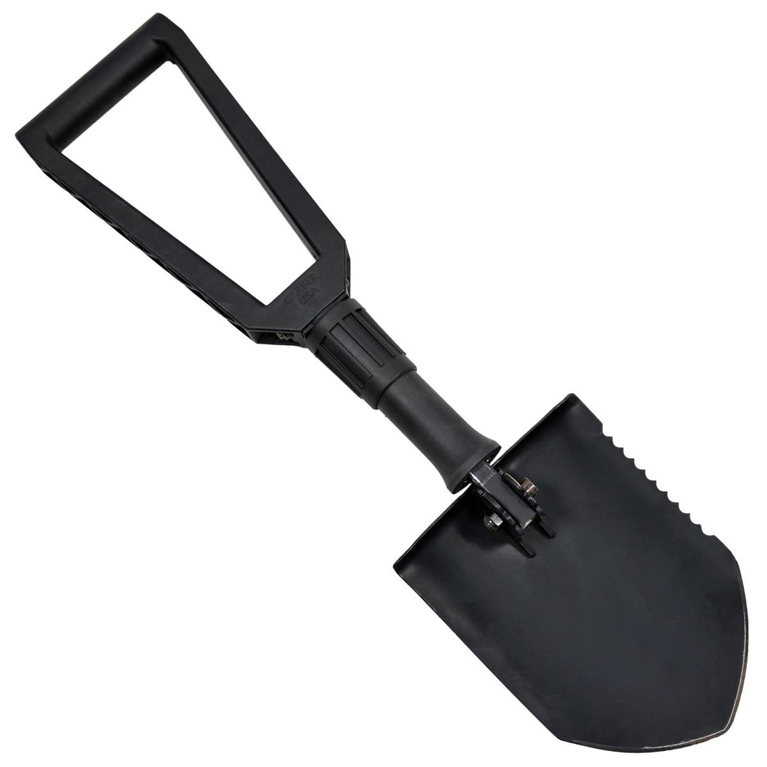 Pala pieghevole militare originale americana a 3 stadi con albero di fascia alta nera