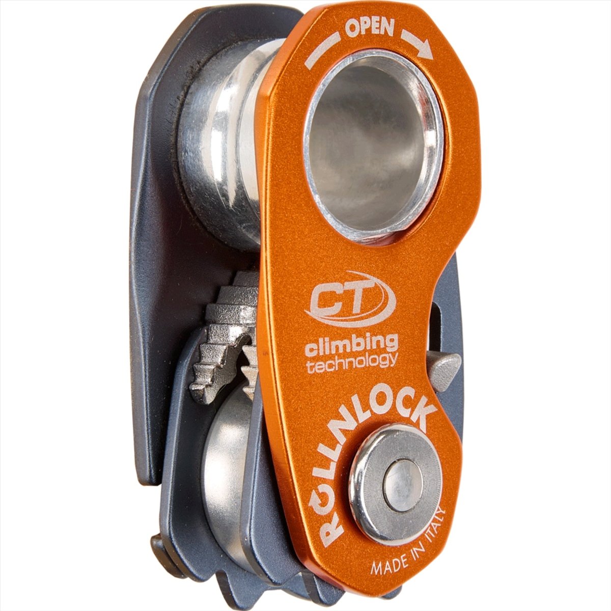 Climbing Technology Dispositivo ROLLNLOCK Puleggia Morsetto per corda Dispositivo 3 in 1 Arancione