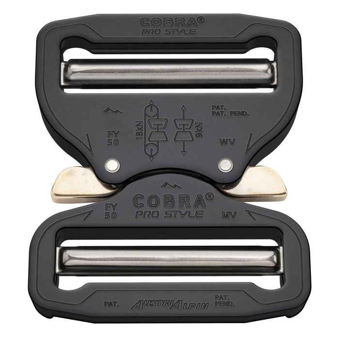 Fibbia per cintura COBRA PRO STYLE 50 mm a sgancio rapido in alluminio resistente nero - GoMilitar