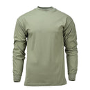 Long-sleeved olive Czech military shirt with elasticated cuffs, breathable lightweight fabric, ideal as a hiking second layer.