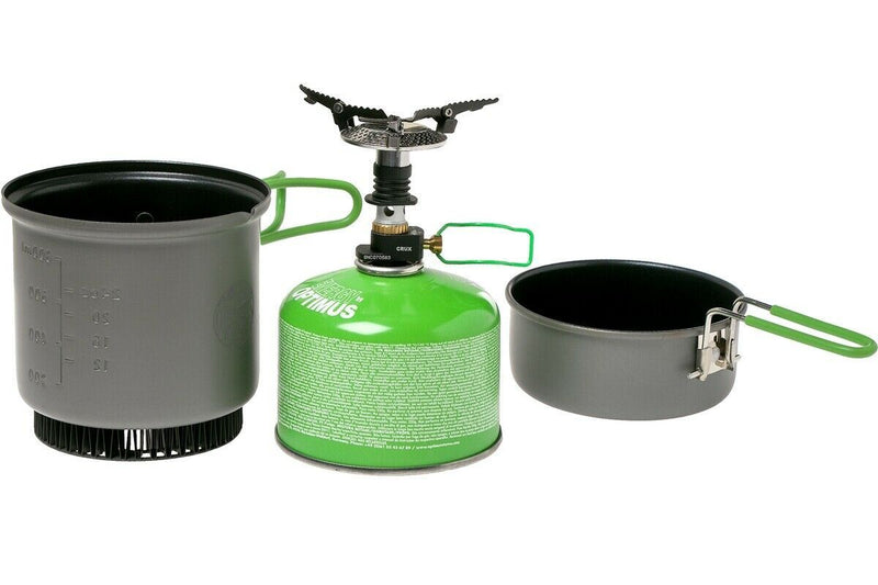 Optimus Crux Weekender He Cook System System Gas Stove Camping escursionistico bosco brischi padella