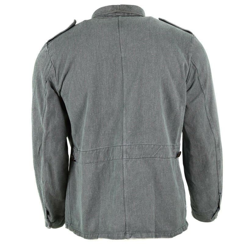Giacca da lavoro d'esercito svizzero genuino giacca militare in denim grigio surplus vintage