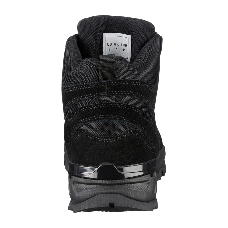 Stivali a squadra Mil-Tec Mid Round Sole Camping Calzature in pelle scamosciata nera all'aperto