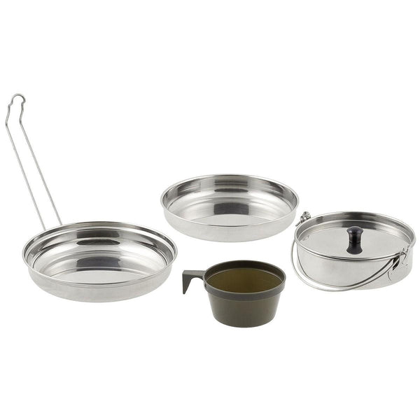 MFH Brand Mess Kit 5 pezzi Set Set da trekking da campeggio in acciaio inossidabile