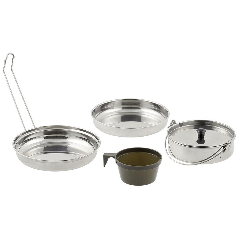 MFH Brand Mess Kit 5 pezzi Set Set da trekking da campeggio in acciaio inossidabile