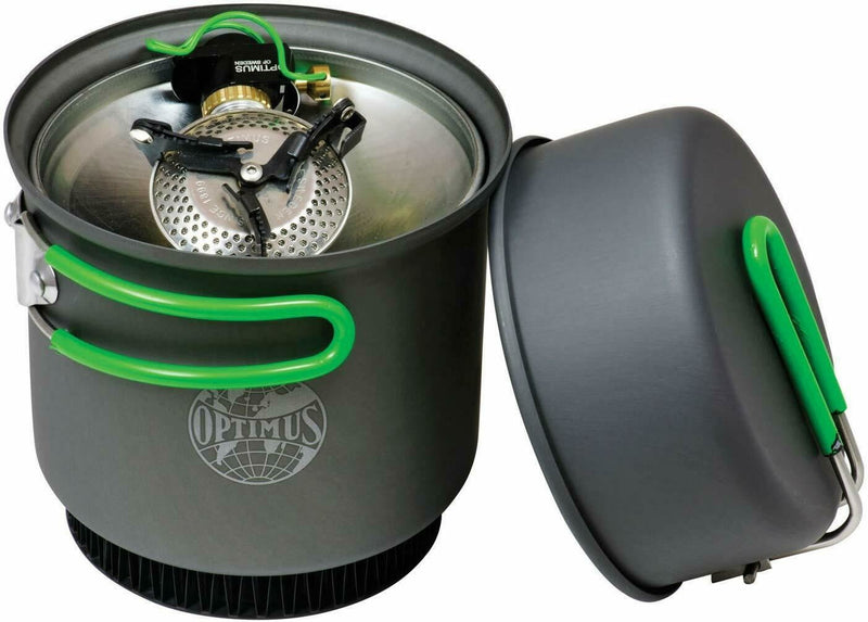 Optimus Crux Weekender He Cook System System Gas Stove Camping escursionistico bosco brischi padella